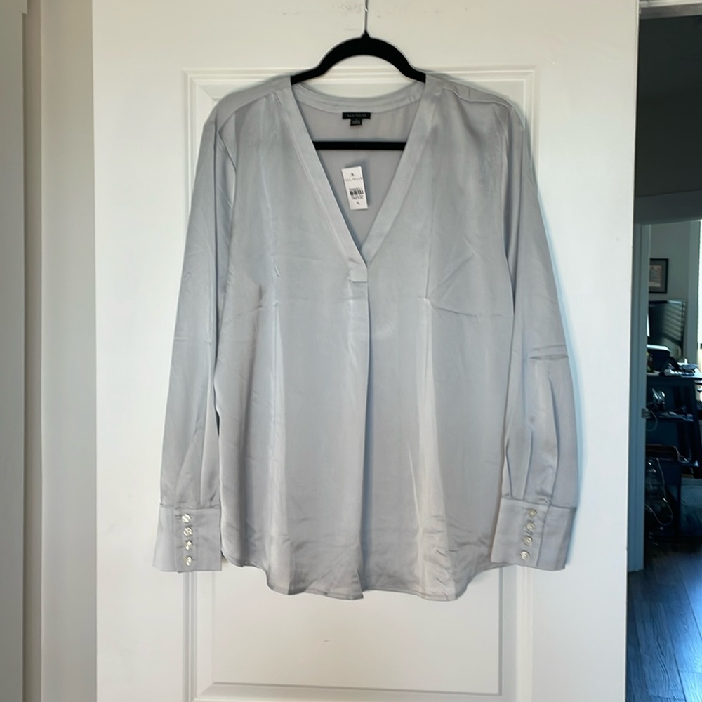 NWT Ann Taylor Dove Gray Blouse SZ XL